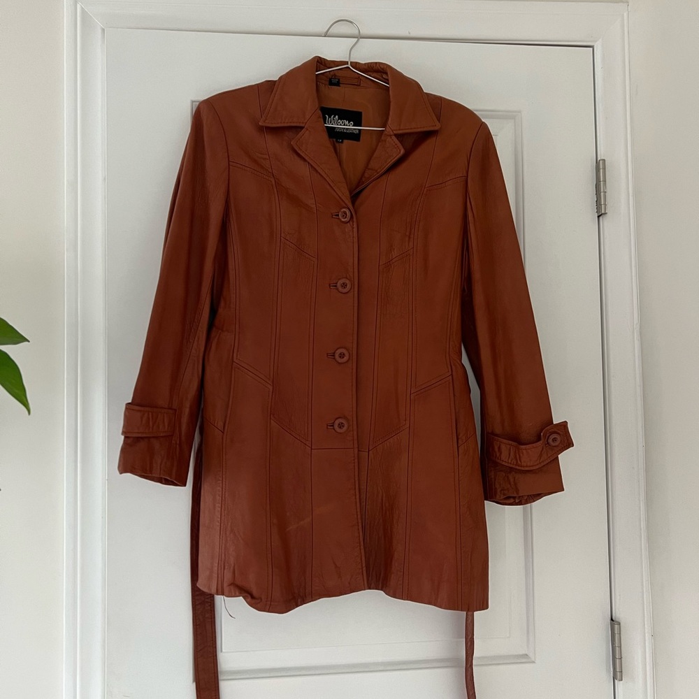 Vintage 80s Wilson Suede Leather Brown Belt Jacket